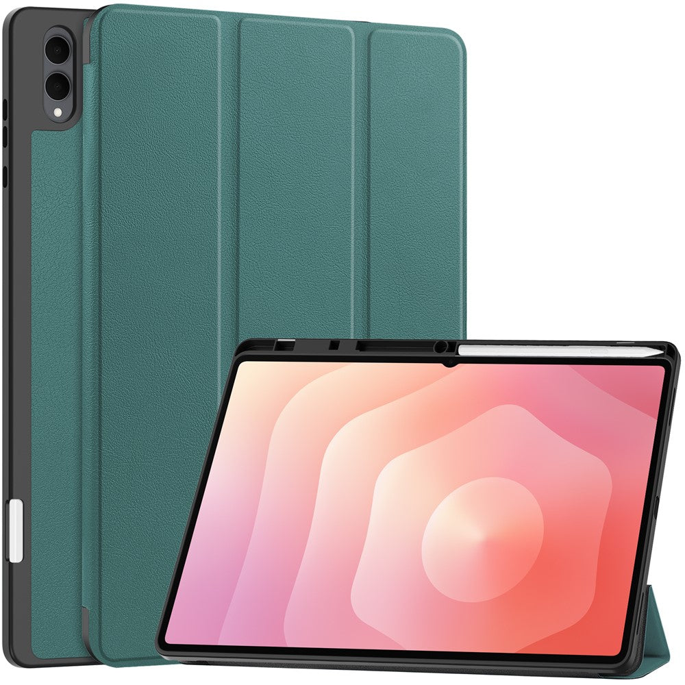 For Samsung Galaxy Tab S11 Ultra Stand Case Shock-Absorbent Leather Tablet Cover with Pen Slot
