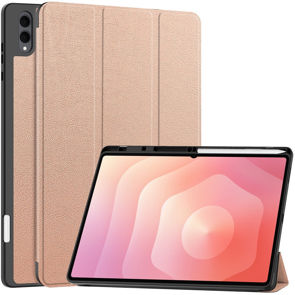 For Samsung Galaxy Tab S11 Ultra Stand Case Shock-Absorbent Leather Tablet Cover with Pen Slot