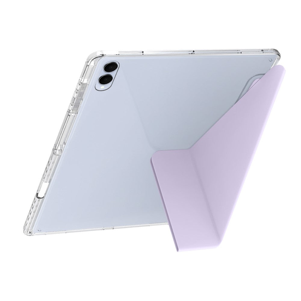 For Samsung Galaxy Tab S11 Ultra Case PU Leather Origami Stand Clear Tablet Cover