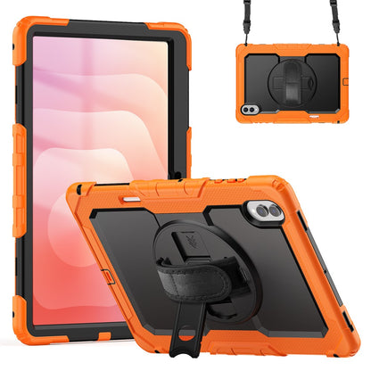 For Samsung Galaxy Tab S11 Ultra Case Hand Strap Kickstand PC + Silicone Tablet Cover with PET Film and Shoulder Strap