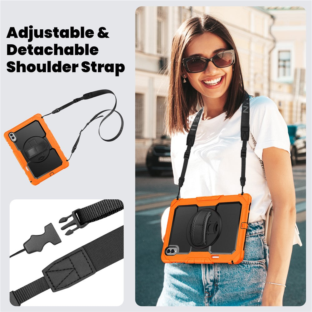 For Samsung Galaxy Tab S11 Ultra Case Hand Strap Kickstand PC + Silicone Tablet Cover with PET Film and Shoulder Strap