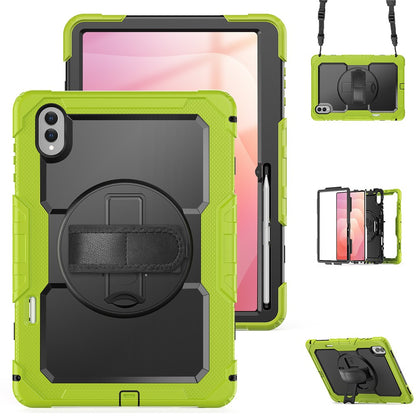 For Samsung Galaxy Tab S11 Ultra Case Hand Strap Kickstand PC + Silicone Tablet Cover with PET Film and Shoulder Strap