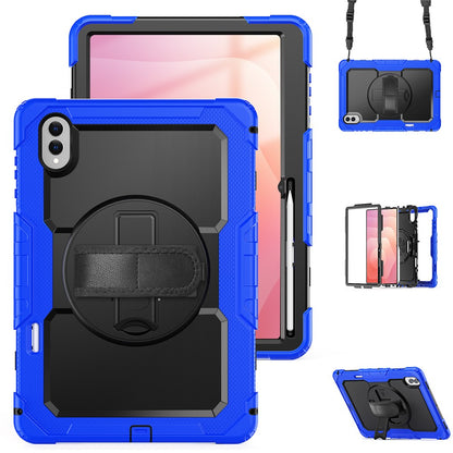 For Samsung Galaxy Tab S11 Ultra Case Hand Strap Kickstand PC + Silicone Tablet Cover with PET Film and Shoulder Strap