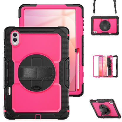 For Samsung Galaxy Tab S11 Ultra Case Hand Strap Kickstand PC + Silicone Tablet Cover with PET Film and Shoulder Strap