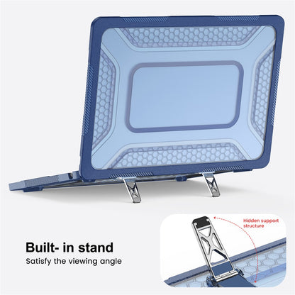 Protective Case with Metal Kickstand for MacBook Air 13 inch (2026) / (2025) / (2024) / (2022) Honeycomb Cooling Design PC+TPU Laptop Cover