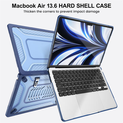 Protective Case with Metal Kickstand for MacBook Air 13 inch (2026) / (2025) / (2024) / (2022) Honeycomb Cooling Design PC+TPU Laptop Cover