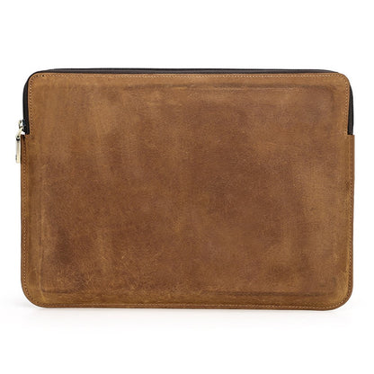 For MacBook Air 13 inch (2022) A2681 Carrying Pouch Cowhide Leather Zipper Storage Bag