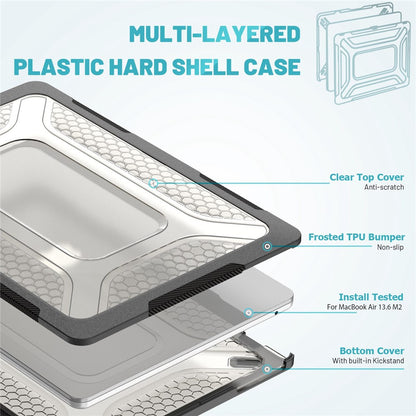 For MacBook Air 13 inch (2026) A3449 / (2025) A3240 / (2024) A3113 / (2022) A2681 Protective Case Anti-Scratch Laptop Hard PC Case with Kickstand