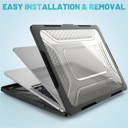 For MacBook Air 13 inch (2026) A3449 / (2025) A3240 / (2024) A3113 / (2022) A2681 Heat Dissipation Laptop Case Shockproof Hard PC Soft TPU Kickstand Cover