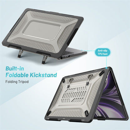 For MacBook Air 13 inch (2026) A3449 / (2025) A3240 / (2024) A3113 / (2022) A2681 Heat Dissipation Laptop Case Shockproof Hard PC Soft TPU Kickstand Cover