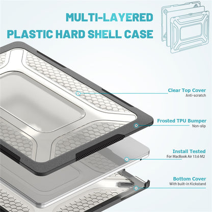 For MacBook Air 13 inch (2026) A3449 / (2025) A3240 / (2024) A3113 / (2022) A2681 Heat Dissipation Laptop Case Shockproof Hard PC Soft TPU Kickstand Cover