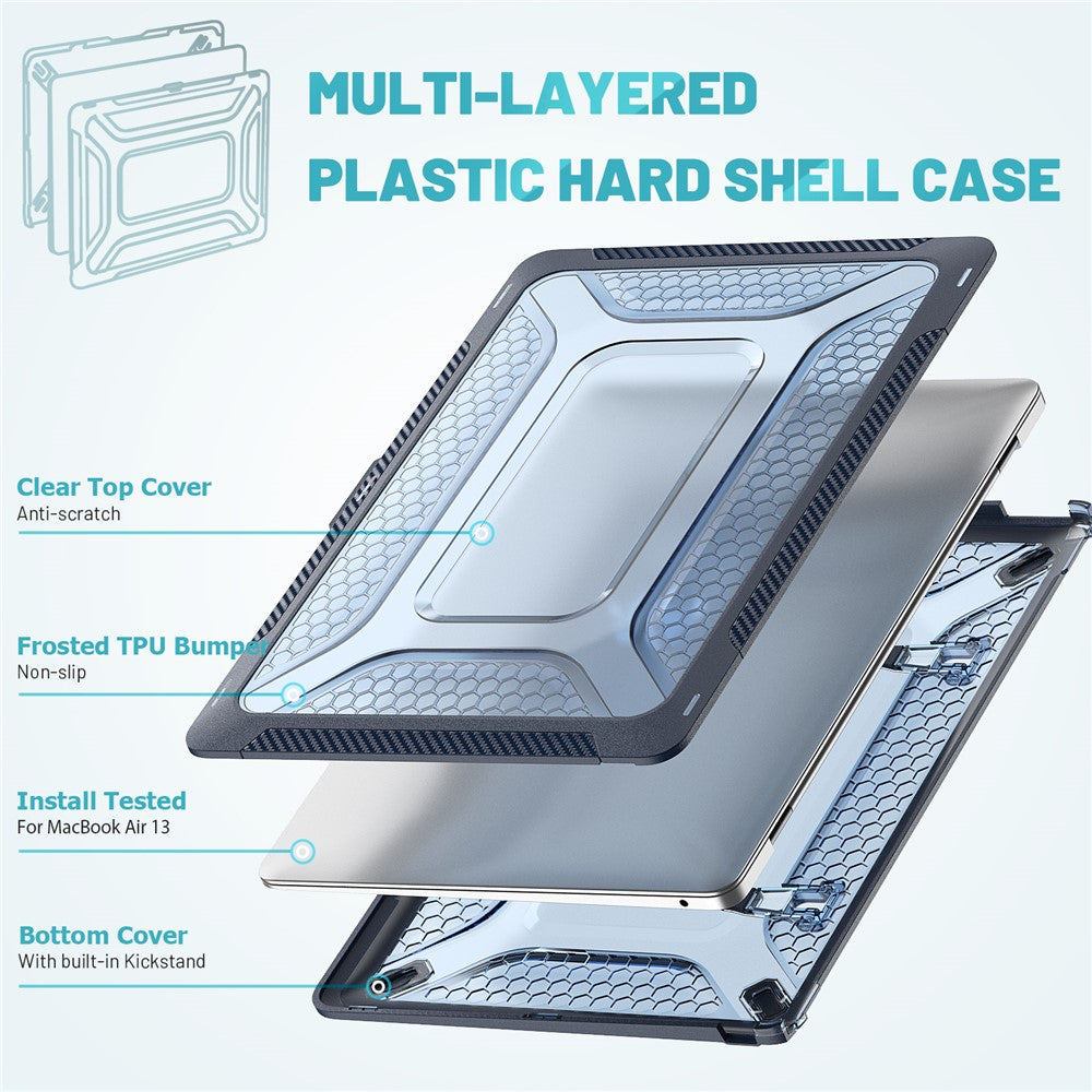 For MacBook Air 13 inch (2020) M1 A2337, A2179 / MacBook Air 13 inch (2018) A1932 Laptop Case Hard PC Soft TPU Kickstand Drop Tested Cover