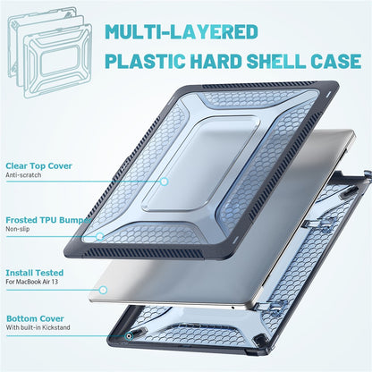 For MacBook Air 13 inch (2020) M1 A2337, A2179 / MacBook Air 13 inch (2018) A1932 Laptop Case Hard PC Soft TPU Kickstand Drop Tested Cover