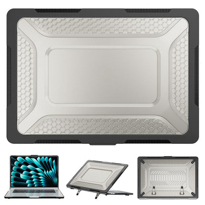 For Macbook Air 15 inch (2026) A3448 / (2025) A3241 / (2024) A311 / (2023) A2941 Anti-Slip Laptop Case Honeycomb Heat Dissipation Kickstand PC+TPU Cover
