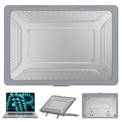 For Macbook Air 15 inch (2026) A3448 / (2025) A3241 / (2024) A311 / (2023) A2941 Anti-Slip Laptop Case Honeycomb Heat Dissipation Kickstand PC+TPU Cover