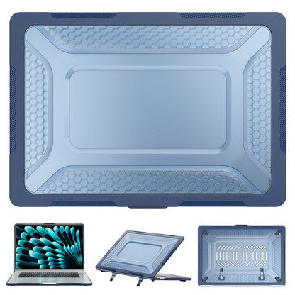 For Macbook Air 15 inch (2026) A3448 / (2025) A3241 / (2024) A311 / (2023) A2941 Anti-Slip Laptop Case Honeycomb Heat Dissipation Kickstand PC+TPU Cover