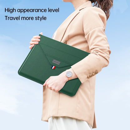 15 Inch Laptop Sleeve Case with Stand Feature PU Leather Storage Bag Slim Envelope