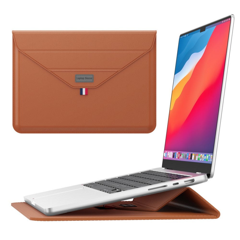15 Inch Laptop Sleeve Case with Stand Feature PU Leather Storage Bag Slim Envelope
