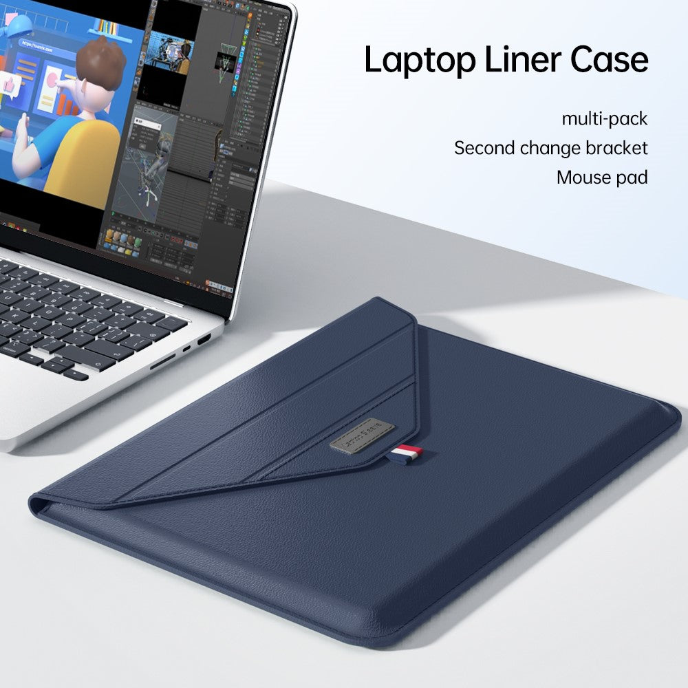 13-14 Inch Padded Laptop Bag Stand PU Leather Envelope Laptop Case Carrying Sleeve Bag