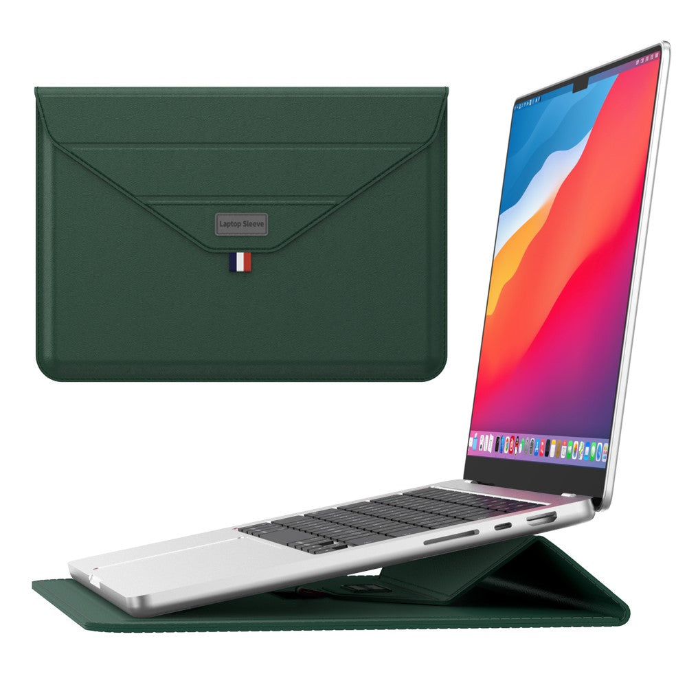13-14 Inch Padded Laptop Bag Stand PU Leather Envelope Laptop Case Carrying Sleeve Bag