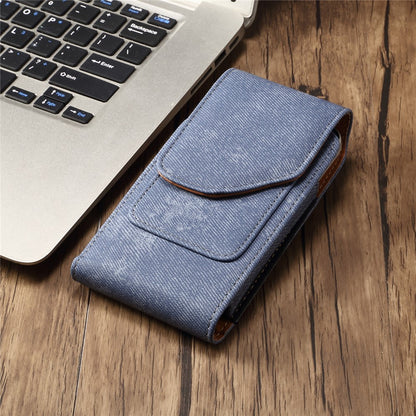 6.7  /  6.9 inch Phone Case Holster for iPhone 16 Pro Max  /  Samsung Galaxy S25 Ultra  /  S24 Ultra , Jeans Cloth Texture Belt Clip Leather Bag