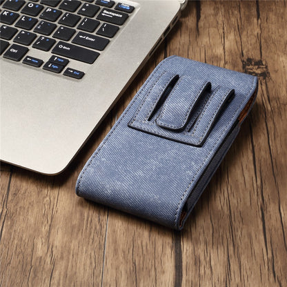 6.7  /  6.9 inch Phone Case Holster for iPhone 16 Pro Max  /  Samsung Galaxy S25 Ultra  /  S24 Ultra , Jeans Cloth Texture Belt Clip Leather Bag