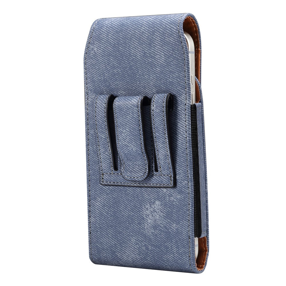 6.7  /  6.9 inch Phone Case Holster for iPhone 16 Pro Max  /  Samsung Galaxy S25 Ultra  /  S24 Ultra , Jeans Cloth Texture Belt Clip Leather Bag