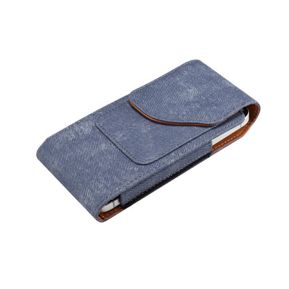 6.7  /  6.9 inch Phone Case Holster for iPhone 16 Pro Max  /  Samsung Galaxy S25 Ultra  /  S24 Ultra , Jeans Cloth Texture Belt Clip Leather Bag