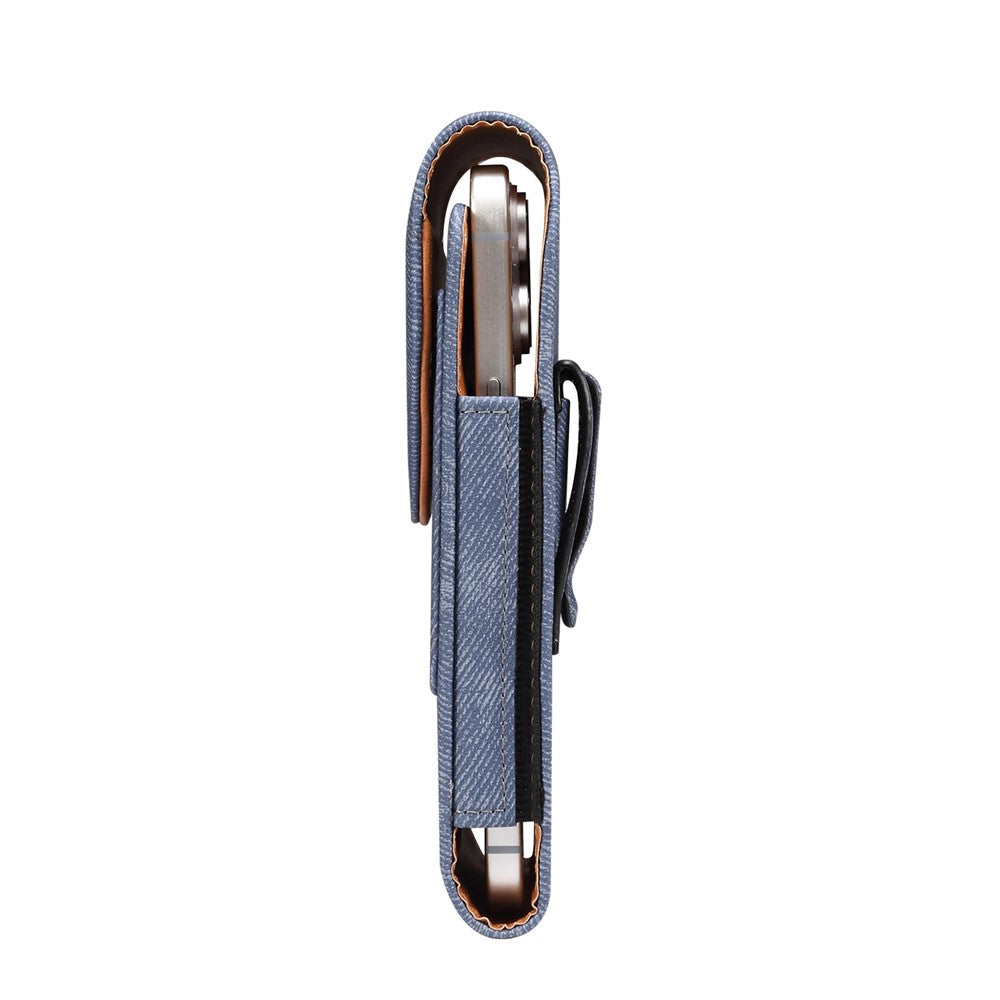 6.7  /  6.9 inch Phone Case Holster for iPhone 16 Pro Max  /  Samsung Galaxy S25 Ultra  /  S24 Ultra , Jeans Cloth Texture Belt Clip Leather Bag