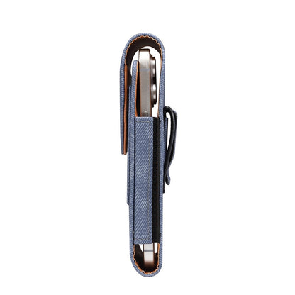 6.7  /  6.9 inch Phone Case Holster for iPhone 16 Pro Max  /  Samsung Galaxy S25 Ultra  /  S24 Ultra , Jeans Cloth Texture Belt Clip Leather Bag