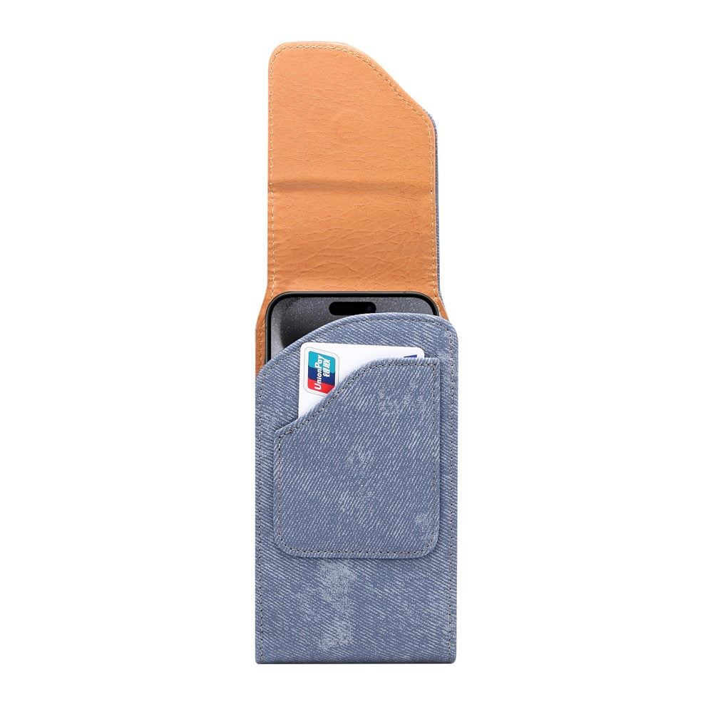 6.7  /  6.9 inch Phone Case Holster for iPhone 16 Pro Max  /  Samsung Galaxy S25 Ultra  /  S24 Ultra , Jeans Cloth Texture Belt Clip Leather Bag