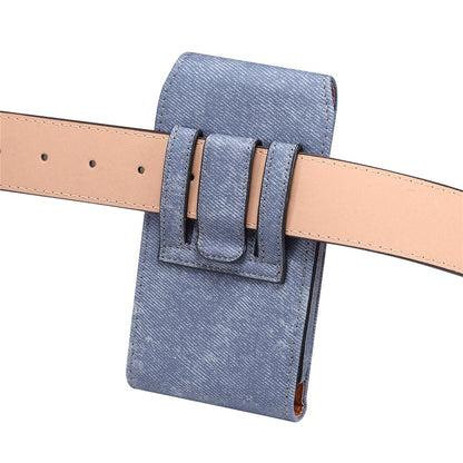6.7  /  6.9 inch Phone Case Holster for iPhone 16 Pro Max  /  Samsung Galaxy S25 Ultra  /  S24 Ultra , Jeans Cloth Texture Belt Clip Leather Bag