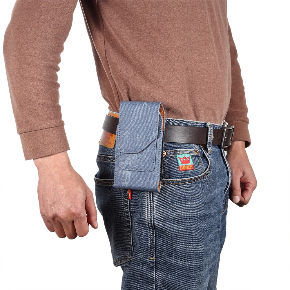 6.7  /  6.9 inch Phone Case Holster for iPhone 16 Pro Max  /  Samsung Galaxy S25 Ultra  /  S24 Ultra , Jeans Cloth Texture Belt Clip Leather Bag