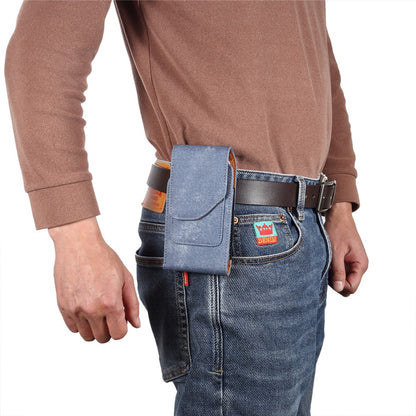 6.7  /  6.9 inch Phone Case Holster for iPhone 16 Pro Max  /  Samsung Galaxy S25 Ultra  /  S24 Ultra , Jeans Cloth Texture Belt Clip Leather Bag