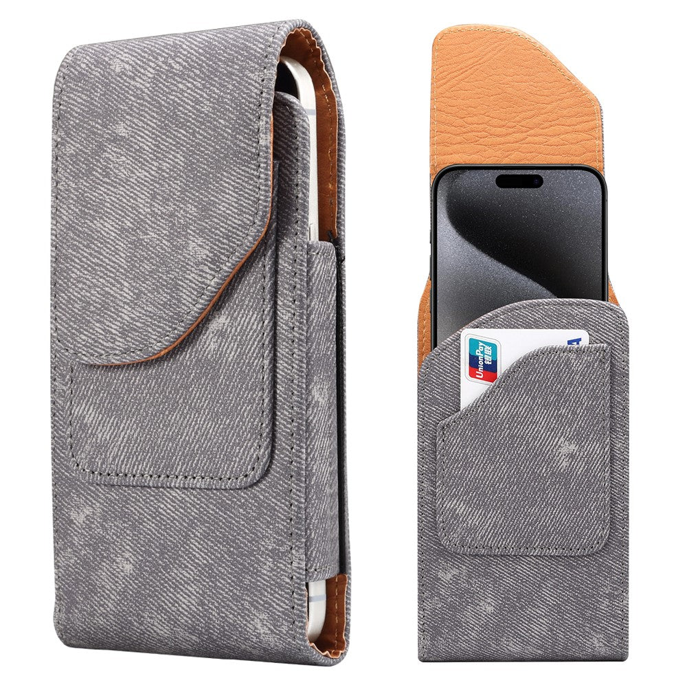 6.7  /  6.9 inch Phone Case Holster for iPhone 16 Pro Max  /  Samsung Galaxy S25 Ultra  /  S24 Ultra , Jeans Cloth Texture Belt Clip Leather Bag