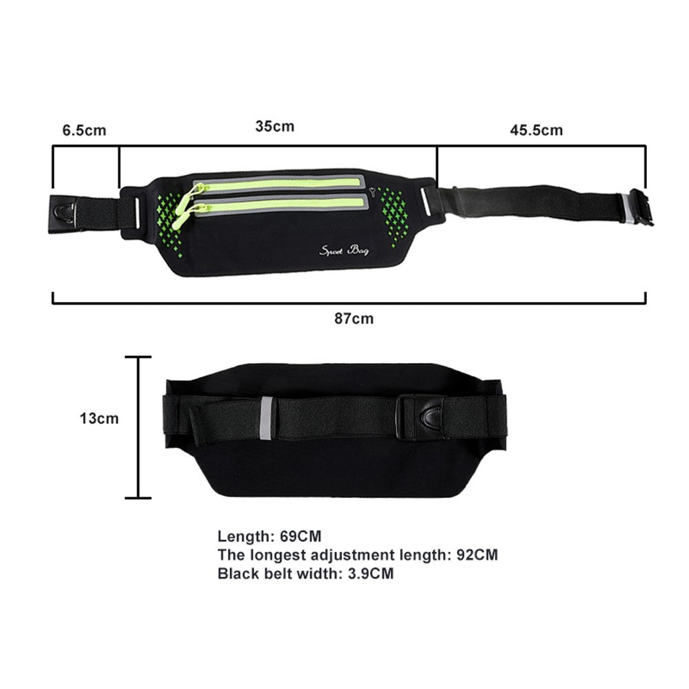 Ultra-thin Dual Zipper Outdoor Running Sports Waist Bag 7.2-inch Phone Storage Fanny Pack