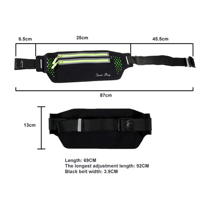 Ultra-thin Dual Zipper Outdoor Running Sports Waist Bag 7.2-inch Phone Storage Fanny Pack