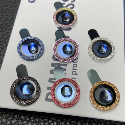 For iPhone 14 Pro Max 6.7 inch 3Pcs / Set Fashion Glitter Design Camera Lens Protector Anti-scratch Tempered Glass Lens Film