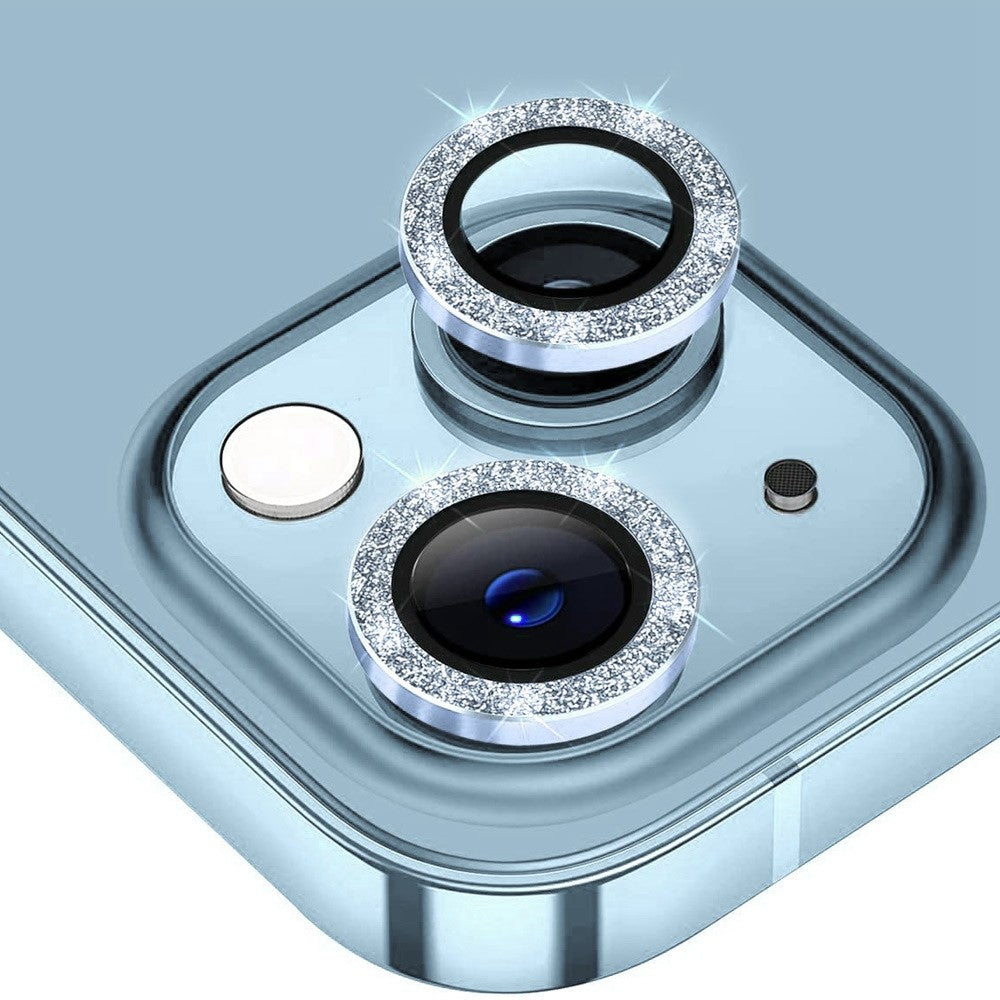 ENKAY HAT PRINCE Camera Lens Film for iPhone 14 6.1 inch / 14 Plus, 1 Set Glitter Decor Tempered Glass Aluminum Alloy Lens Protector