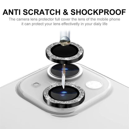 ENKAY HAT PRINCE Camera Lens Film for iPhone 14 6.1 inch / 14 Plus, 1 Set Glitter Decor Tempered Glass Aluminum Alloy Lens Protector