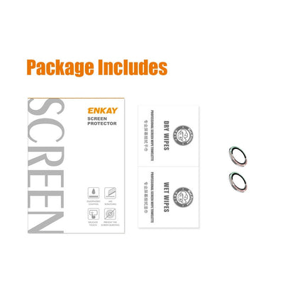 ENKAY HAT PRINCE Camera Lens Film for iPhone 14 6.1 inch / 14 Plus, 1 Set Glitter Decor Tempered Glass Aluminum Alloy Lens Protector