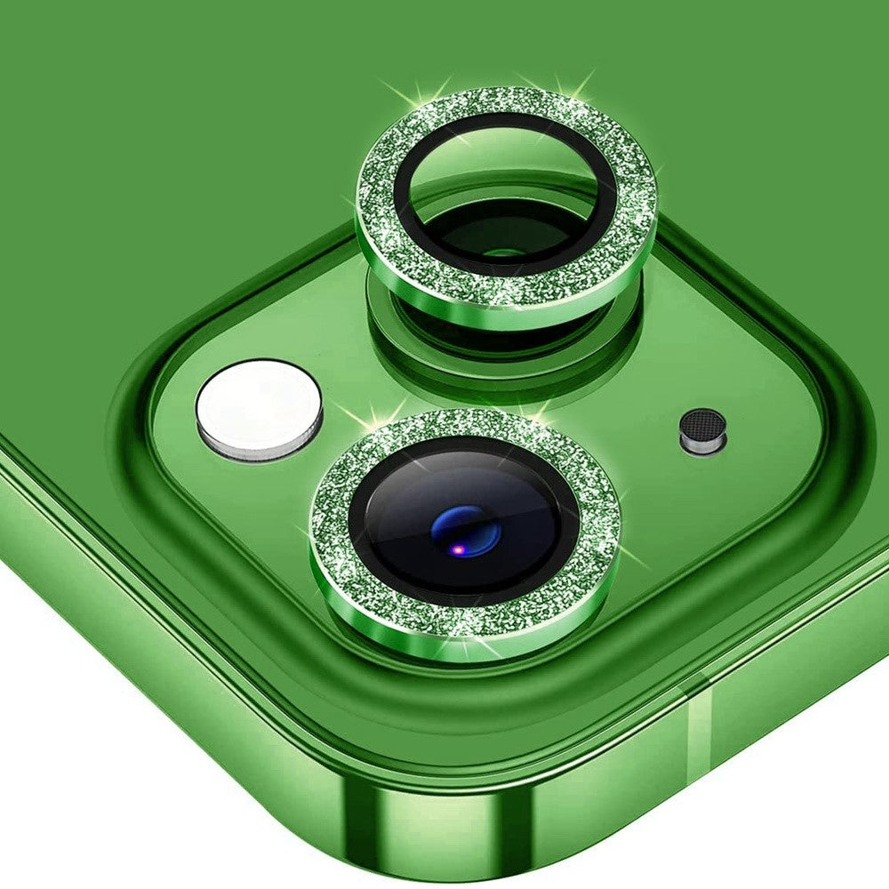 ENKAY HAT PRINCE Camera Lens Film for iPhone 14 6.1 inch / 14 Plus, 1 Set Glitter Decor Tempered Glass Aluminum Alloy Lens Protector