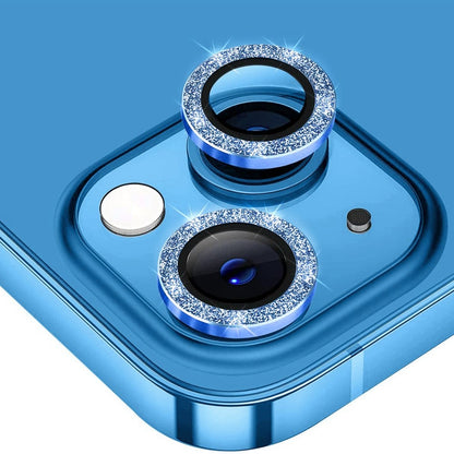 ENKAY HAT PRINCE Camera Lens Film for iPhone 14 6.1 inch / 14 Plus, 1 Set Glitter Decor Tempered Glass Aluminum Alloy Lens Protector
