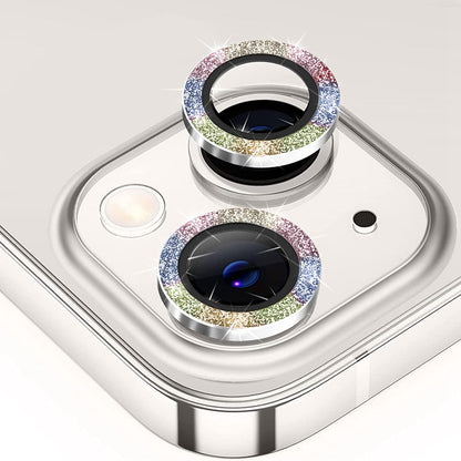 ENKAY HAT PRINCE Camera Lens Film for iPhone 14 6.1 inch / 14 Plus, 1 Set Glitter Decor Tempered Glass Aluminum Alloy Lens Protector