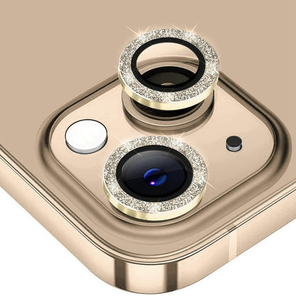 ENKAY HAT PRINCE Camera Lens Film for iPhone 14 6.1 inch / 14 Plus, 1 Set Glitter Decor Tempered Glass Aluminum Alloy Lens Protector