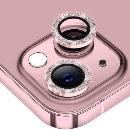 ENKAY HAT PRINCE Camera Lens Film for iPhone 14 6.1 inch / 14 Plus, 1 Set Glitter Decor Tempered Glass Aluminum Alloy Lens Protector
