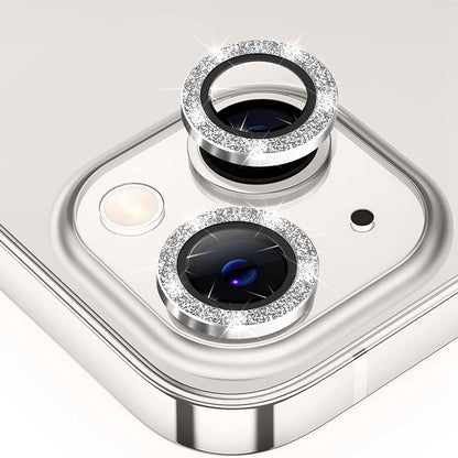 ENKAY HAT PRINCE Camera Lens Film for iPhone 14 6.1 inch / 14 Plus, 1 Set Glitter Decor Tempered Glass Aluminum Alloy Lens Protector
