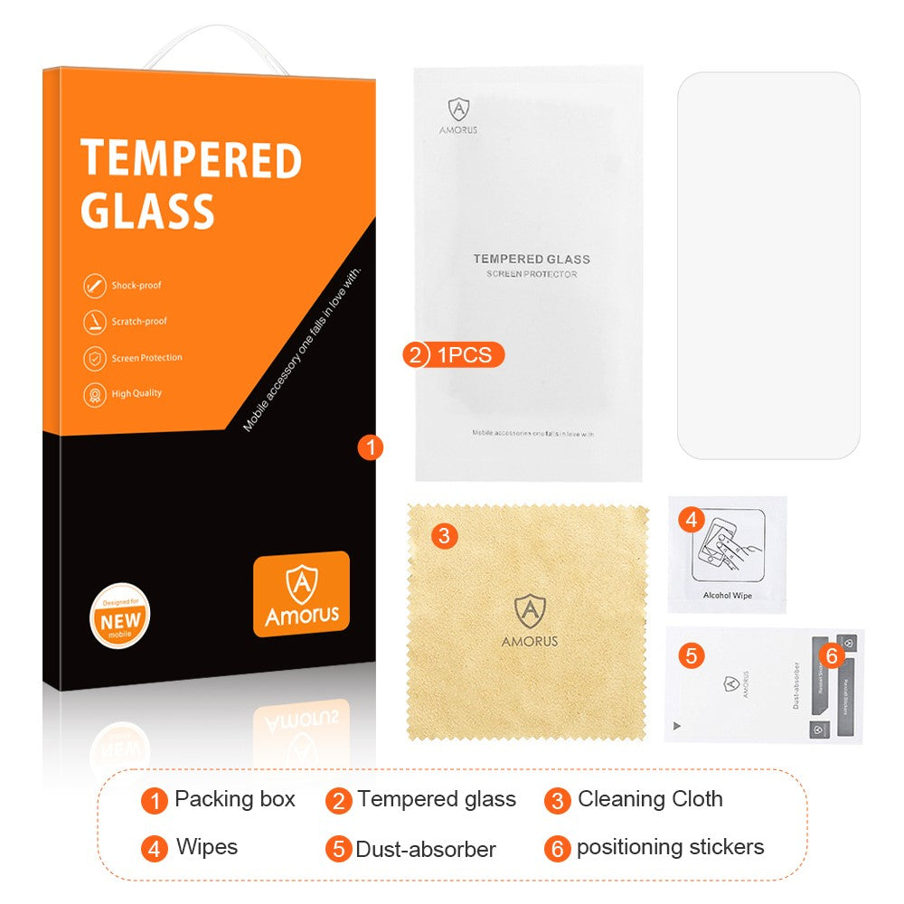 AMORUS For iPhone 16 Pro Max Screen Protector 2.5D Anti-Explosion High Aluminum-Silicon Glass Film