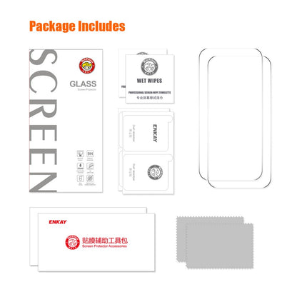 ENKAY HAT PRINCE 2Pcs For iPhone 16 Sensitive Touch High Aluminium-Silicon Glass HD Film