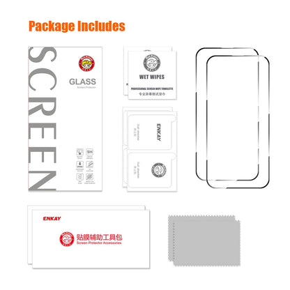 ENKAY HAT PRINCE 2Pcs For iPhone 16 Screen Protector 0.26mm 2.5D High Aluminium-Silicon Glass Film